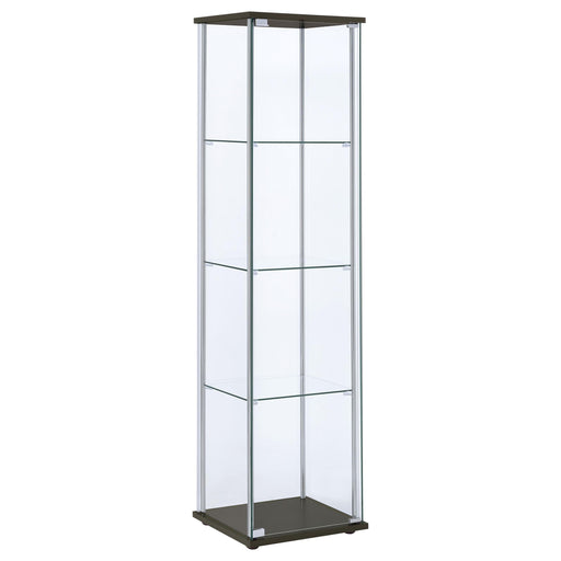 Bellatrix 3-shelf Clear Glass Curio Cabinet Cappuccino - 950172