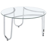 Beller Round Tempered Glass Top Cocktail Coffee Table Chrome - 710908
