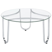 Beller Round Tempered Glass Top Cocktail Coffee Table Chrome - 710908