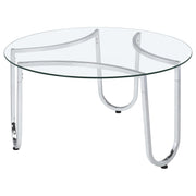Beller Round Tempered Glass Top Cocktail Coffee Table Chrome - 710908