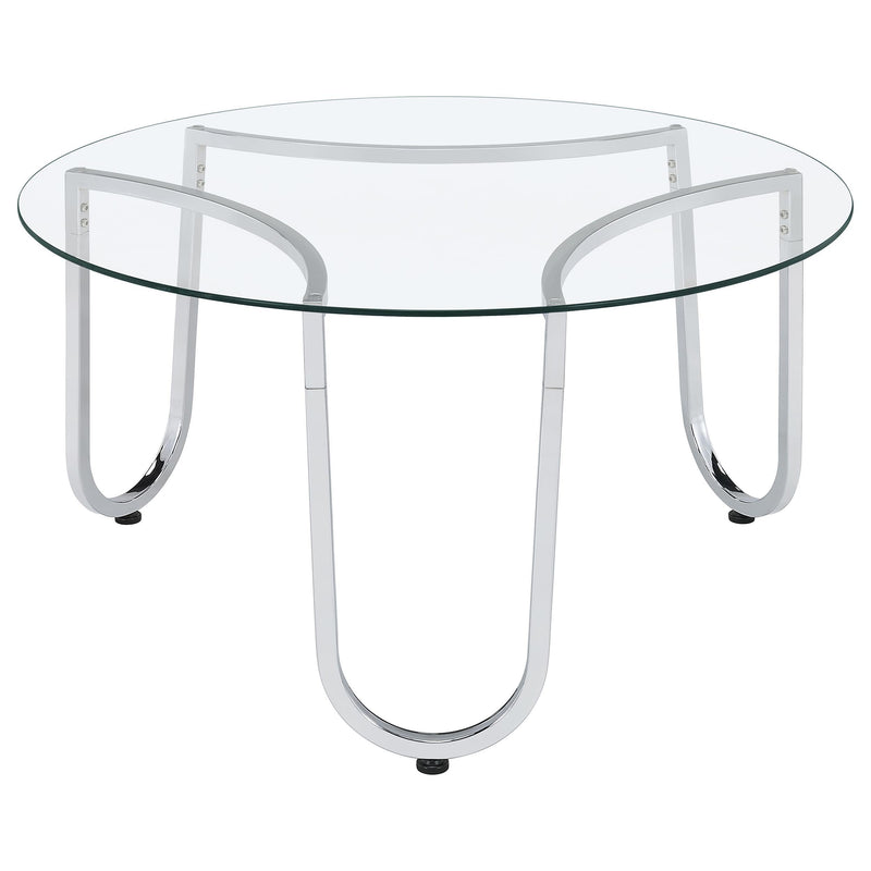 Beller Round Tempered Glass Top Cocktail Coffee Table Chrome - 710908