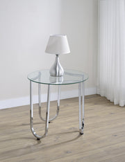 Beller Round Tempered Glass Top End Side Table Chrome - 710907