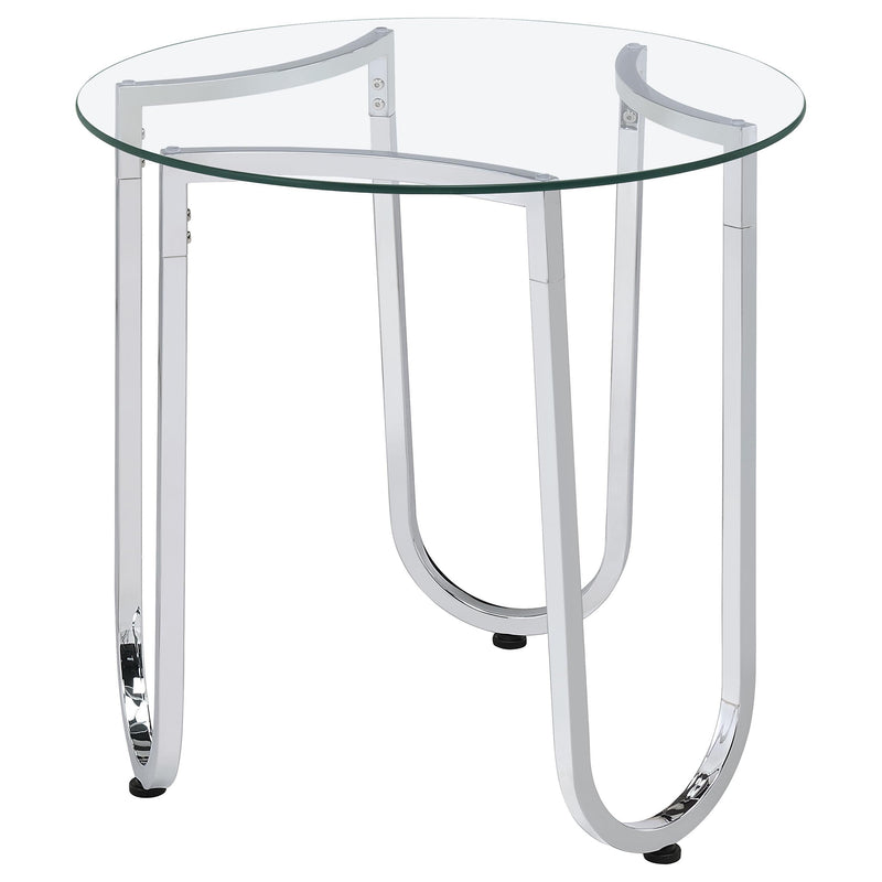 Beller Round Tempered Glass Top End Side Table Chrome - 710907