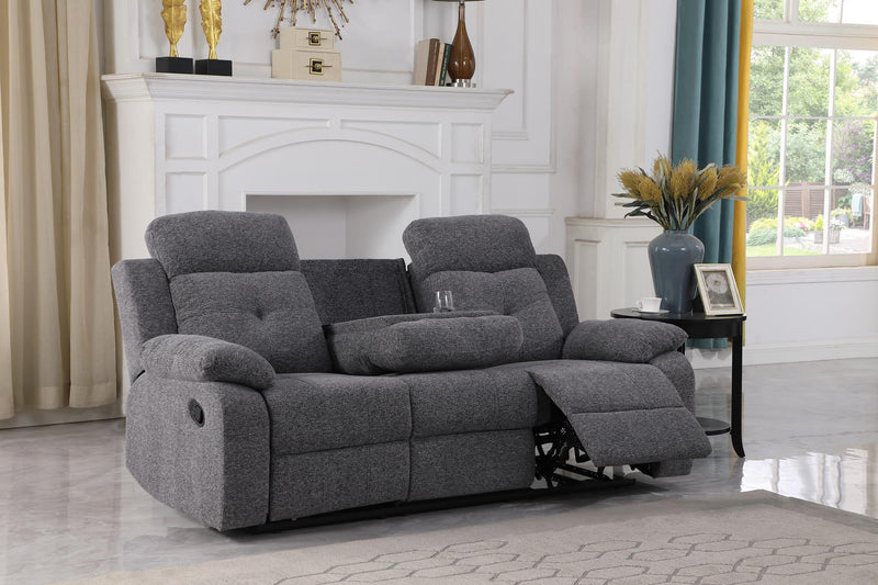 Bellinda - Gray Manual Reclininig with Drop-Down Table, Cup Holder and Pillow-Top Armrest - L604-S