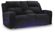 Belvarrow Black Power Reclining Loveseat with Console - PC6420218