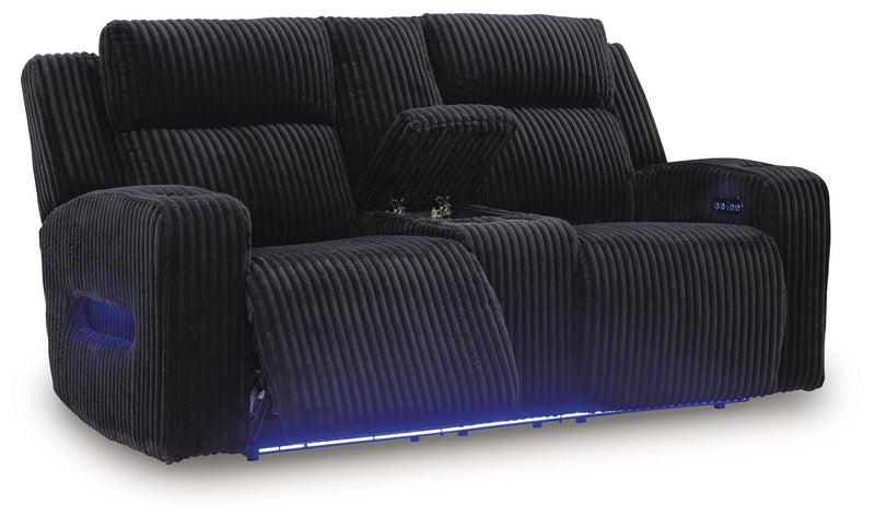 Belvarrow Black Power Reclining Loveseat with Console - PC6420218