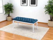 Bench With Wood Legs in Blue-White - 790-BENCH-NOVA140