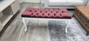Bench With Wood Legs in Blue-White - 790-BENCH-NOVA140