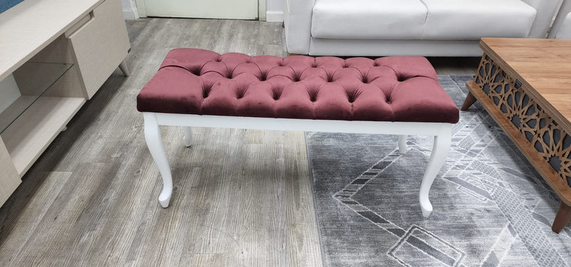 Bench With Wood Legs in Blue-White - 790-BENCH-NOVA140