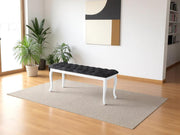 Bench With Wood Legs in Blue-White - 790-BENCH-NOVA140