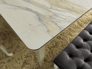 Bench With Wood Legs in Blue-White - 790-BENCH-NOVA140