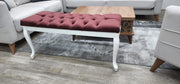 Bench With Wood Legs in Grey-White - 790-BENCH-H12-W
