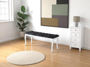 Bench With Wood Legs in Grey-White - 790-BENCH-H12-W