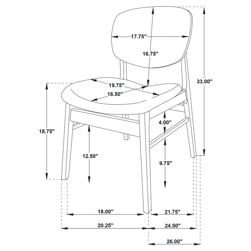 Benford Dining Side Chair Upholstered Seat Dark Brown (Set of 2) - 193833
