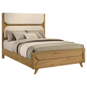 Bennett 63-inch Queen Upholstered Panel Bed Cream and Light Oak - 222901Q