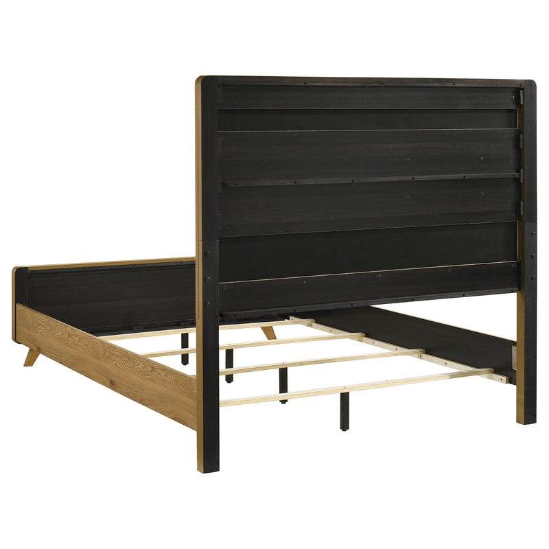 Bennett 63-inch Queen Upholstered Panel Bed Cream and Light Oak - 222901Q