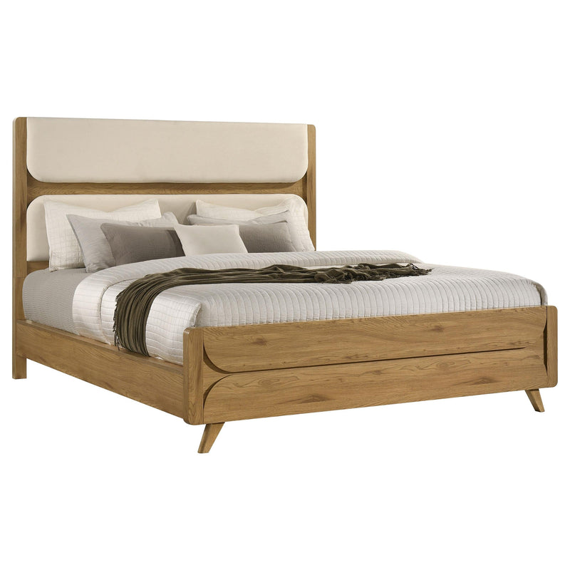 Bennett 78-inch California King Upholstered Panel Bed Cream and Light Oak - 222901KW