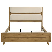 Bennett 78-inch California King Upholstered Panel Bed Cream and Light Oak - 222901KW