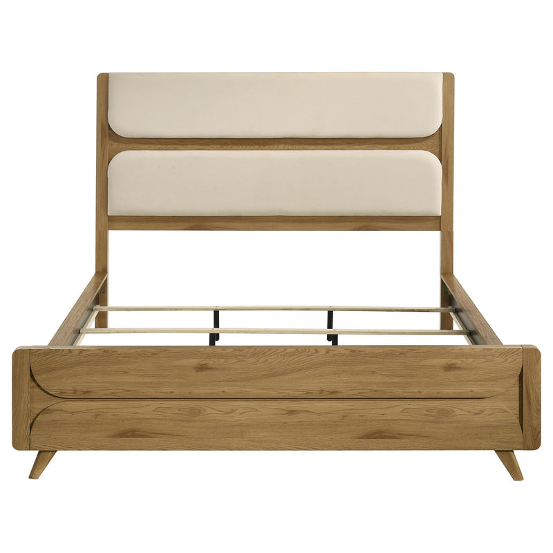 Bennett 78-inch California King Upholstered Panel Bed Cream and Light Oak - 222901KW