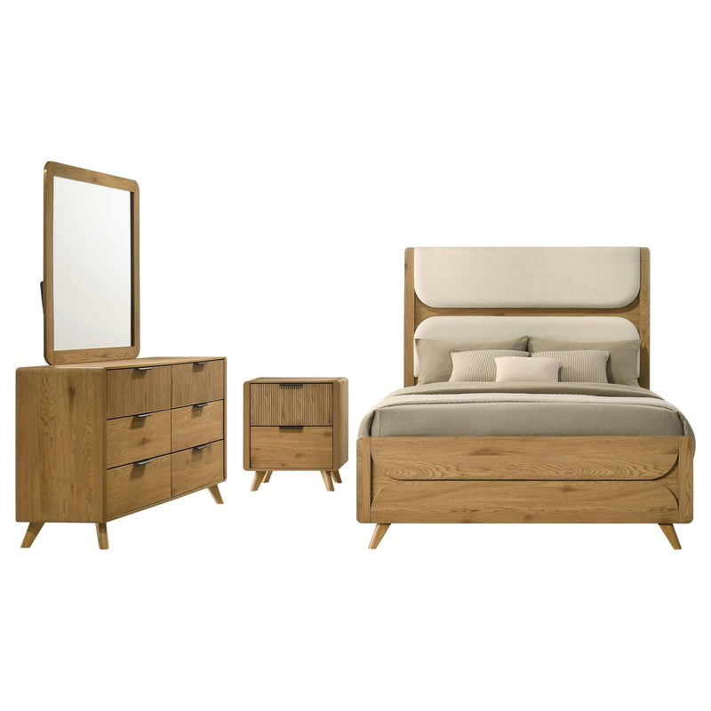 Bennett California King Upholstered 4-Piece Modern Bedroom Set Light Oak - 222901KW-S4