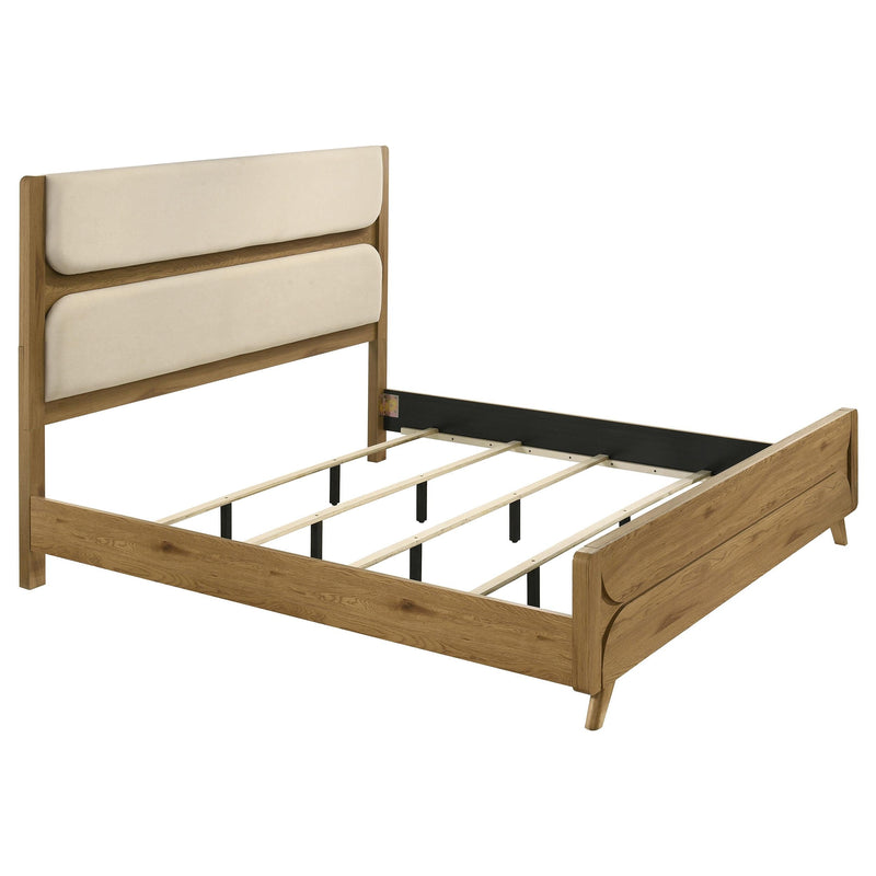 Bennett Eastern King Upholstered 4-Piece Mid-Century Bedroom Set Light Oak - 222901KE-S4