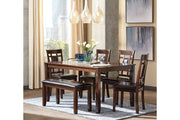 Bennox Brown Dining Table and Chairs with Bench (Set of 6) - Lara FurnitureDining Room Set