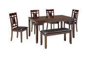 Bennox Brown Dining Table and Chairs with Bench (Set of 6) - Lara FurnitureDining Room Set