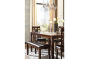 Bennox Brown Dining Table and Chairs with Bench (Set of 6) - Lara FurnitureDining Room Set