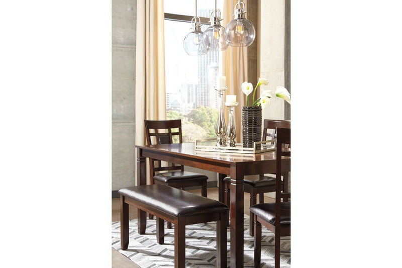 Bennox Brown Dining Table and Chairs with Bench (Set of 6) - Lara FurnitureDining Room Set