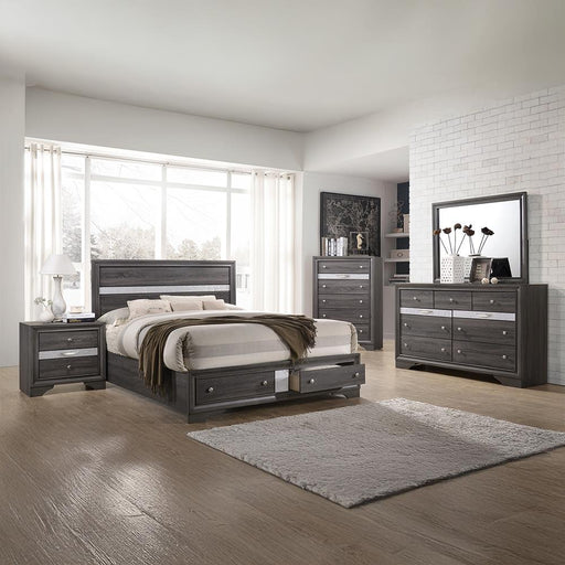 Berea - Gray Storage Queen Bed, Dresser, Mirror, Nightstand - B364-QDMN