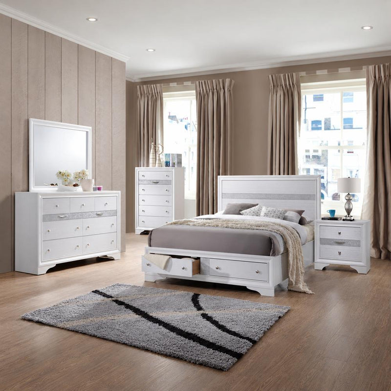 Berea - White Storage King Bed, Dresser, Mirror, Chest, Nightstand - B364-KDMCN-White