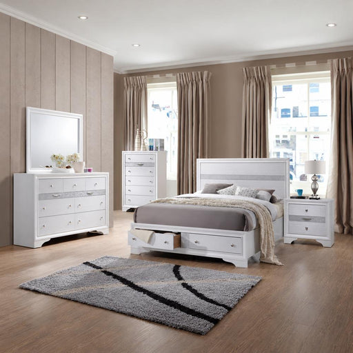 Berea - White Storage King Bed, Dresser, Mirror, Chest, Nightstand - B364-KDMCN-White