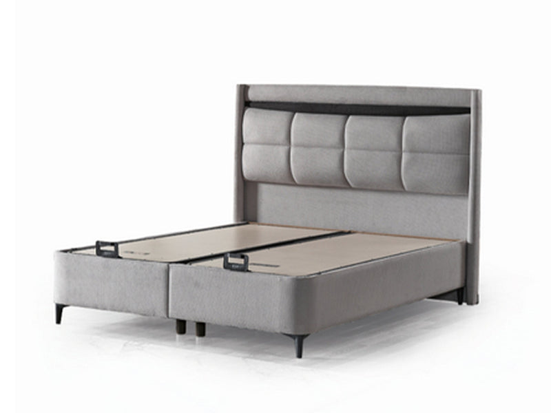 Bergama Storage Bed With Headboard - Twin in Dark Grey - 200-ELIF-BER-90-EY350-SB