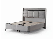 Bergama Storage Bed With Headboard - Twin in Light Grey - 200-ELIF-BER-90-EY354-SB