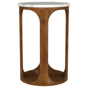 Berkeley Round Marble Top Side Table White and Brown - 930080