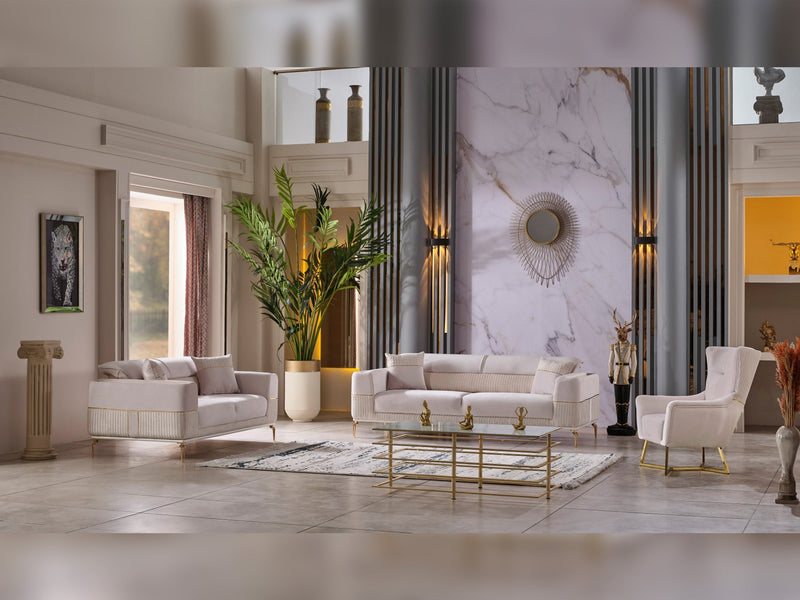 Berlin 3-pieces (Sofa & Loveseat & Chair)Livingroom Set Beige in Beige - 101-BER-LV925-321