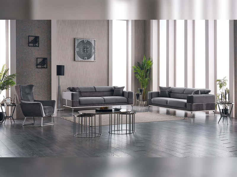 Berlin 4-pieces (2 Sofa & 2 Chair) Livingroom in Brown - Cream - 200-SAN-BER-BRO-CRE-3311