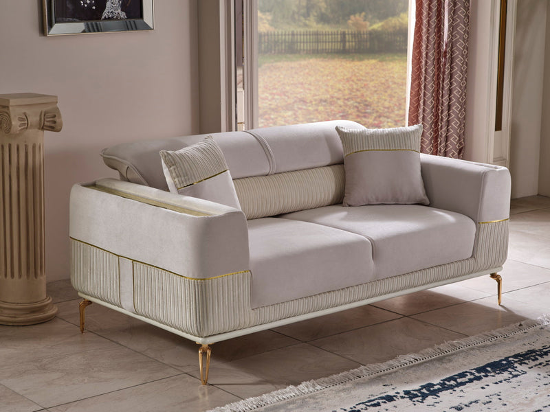 Berlin 4-pieces (2 Sofa & 2 Chair)Livingroom Set Beige in Beige - 101-BER-LV925-3311
