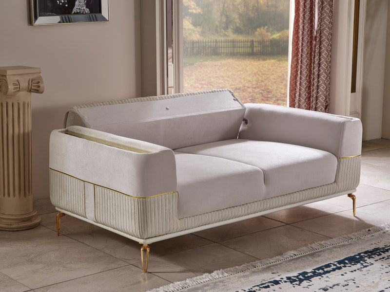 Berlin 4-pieces (2 Sofa & 2 Chair)Livingroom Set Beige in Beige - 101-BER-LV925-3311