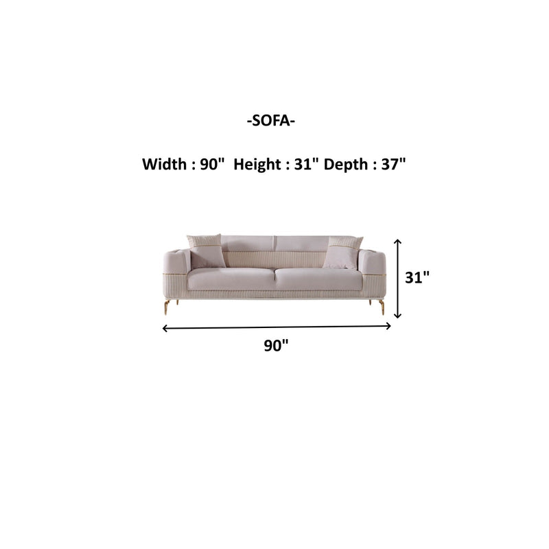 Berlin 4-pieces (2 Sofa & 2 Chair)Livingroom Set Beige in Beige - 101-BER-LV925-3311