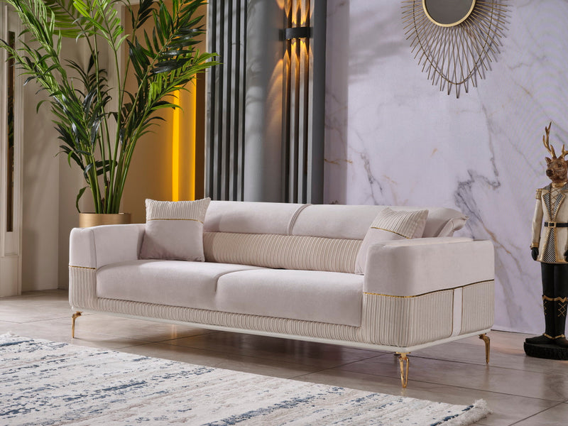 Berlin 4-pieces (2 Sofa & 2 Chair)Livingroom Set Beige in Beige - 101-BER-LV925-3311