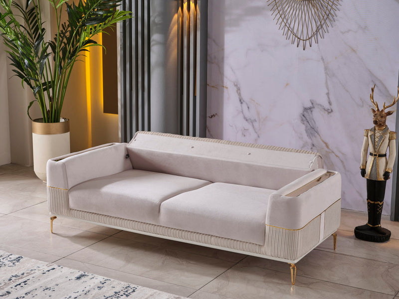 Berlin 4-pieces (2 Sofa & 2 Chair)Livingroom Set Beige in Beige - 101-BER-LV925-3311