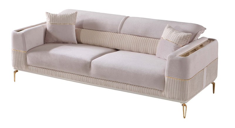 Berlin 4-pieces (2 Sofa & 2 Chair)Livingroom Set Beige in Beige - 101-BER-LV925-3311
