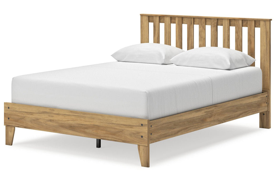 Bermacy Light Brown Queen Platform Panel Bed - Gate FurnitureQueen Bed