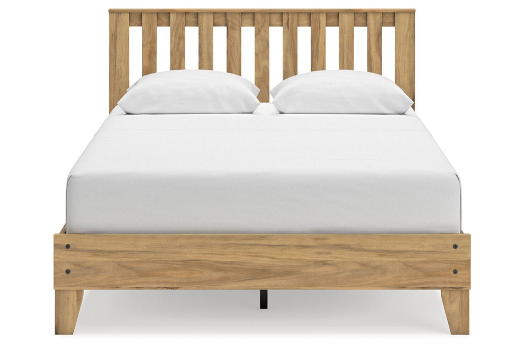 Bermacy Light Brown Queen Platform Panel Bed - Gate FurnitureQueen Bed