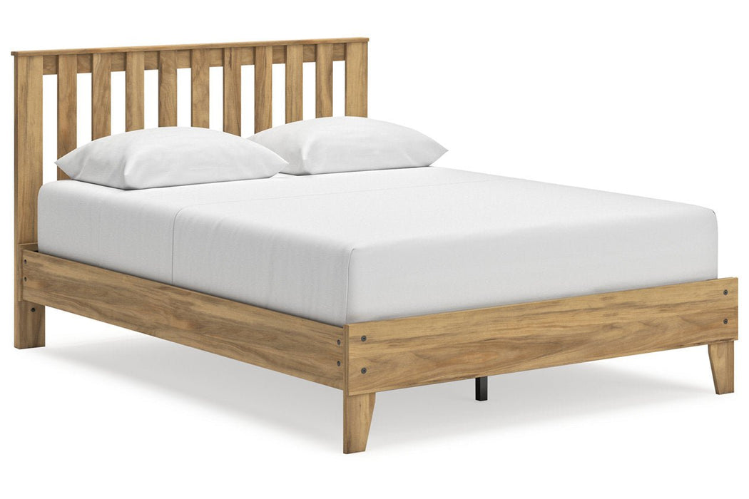 Bermacy Light Brown Queen Platform Panel Bed - Gate FurnitureQueen Bed