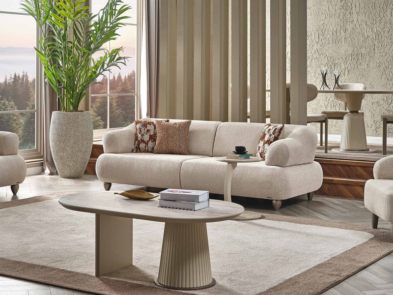 Bern 3-pieces (Sofa & Loveseat & Chair) Livingroom Set Cream in Cream - 101-BERN-PUK82015-321