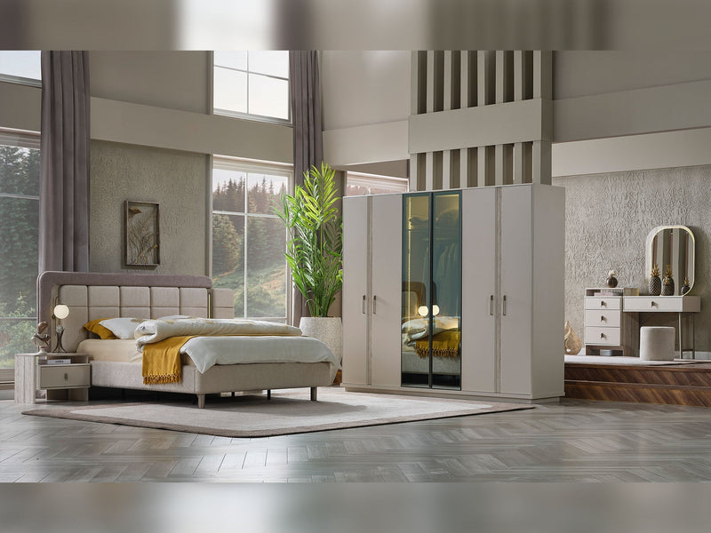 Bern Bedroom (Queen Frame With Headboard & Dresser With Mirror & 2 Nightstand) - 120-BERN-SET