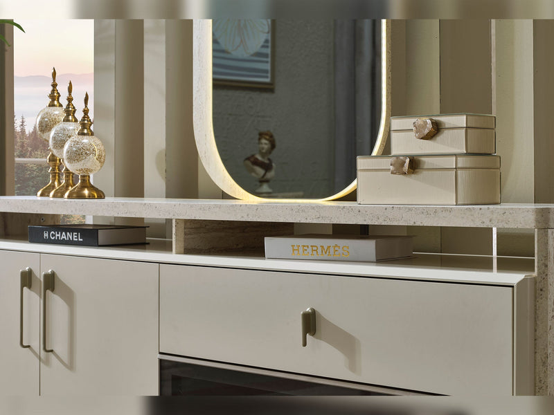 Bern Diningroom (Consol With Mirror & Dining Table & 6 Dining Chair) - 115-BERN-DT-6-SET