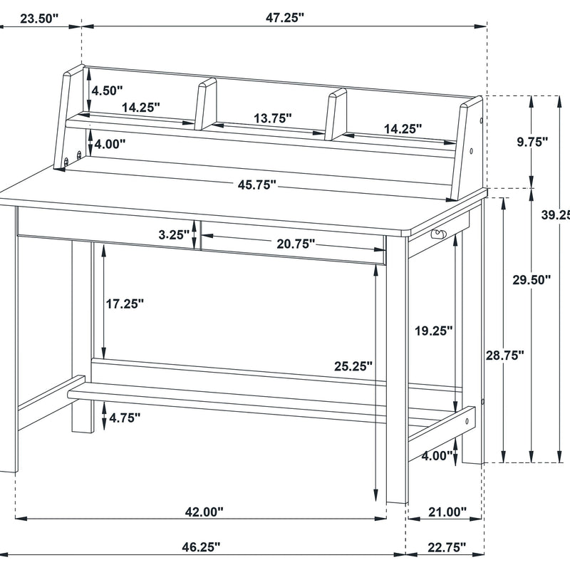 Besler 47-inch SmartTop Writing Desk with Shelf Cement and Natural - 801075